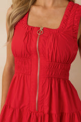 Better Late Than Never Red Sleeveless Midi Dress