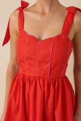 Love Without Limits Red Bow Strap Mini Dress