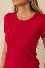 Cross Your Mind Red Short Sleeve Sweater Top