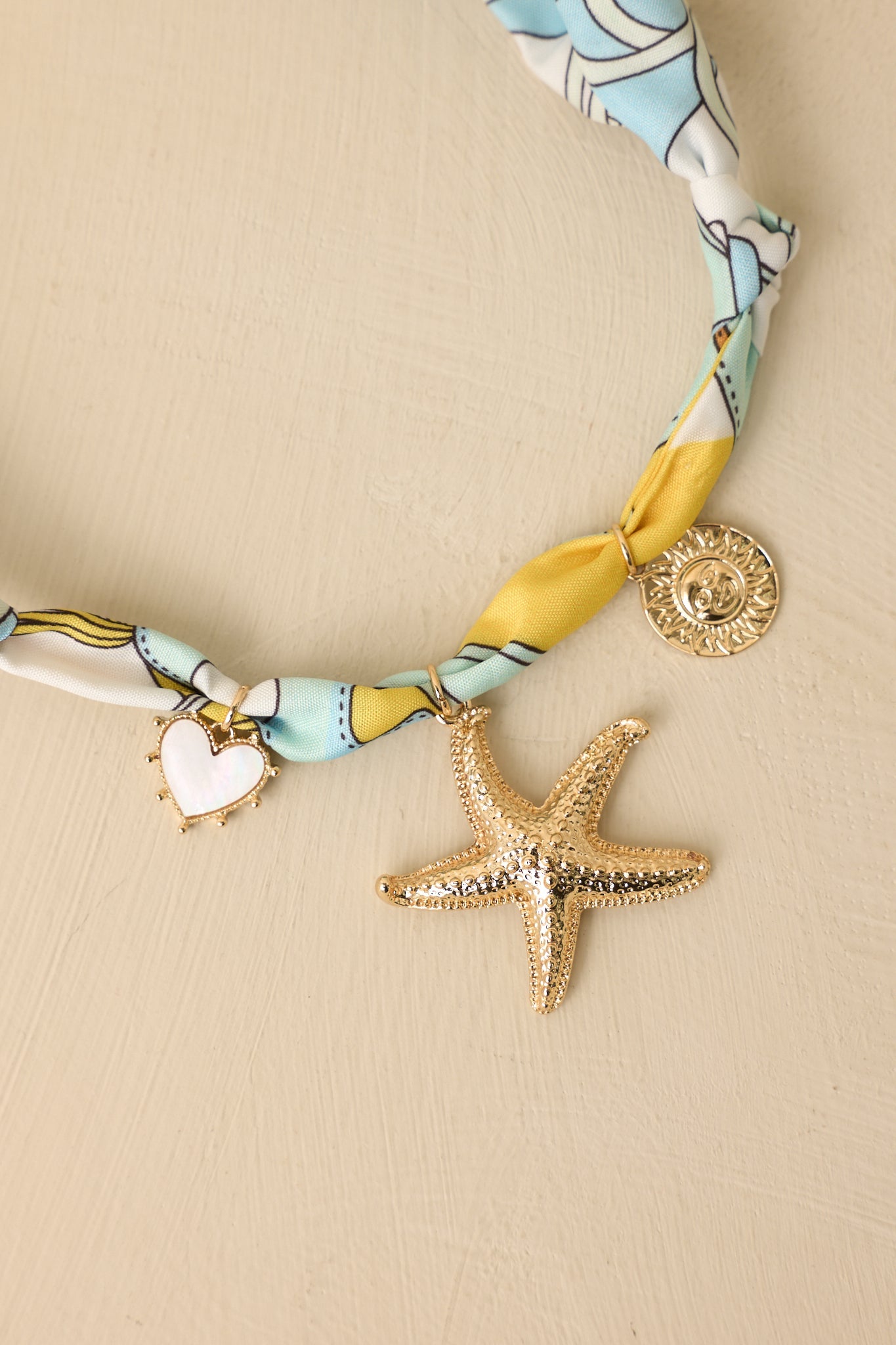 Sea Story Blue Multi Scarf Charm Necklace