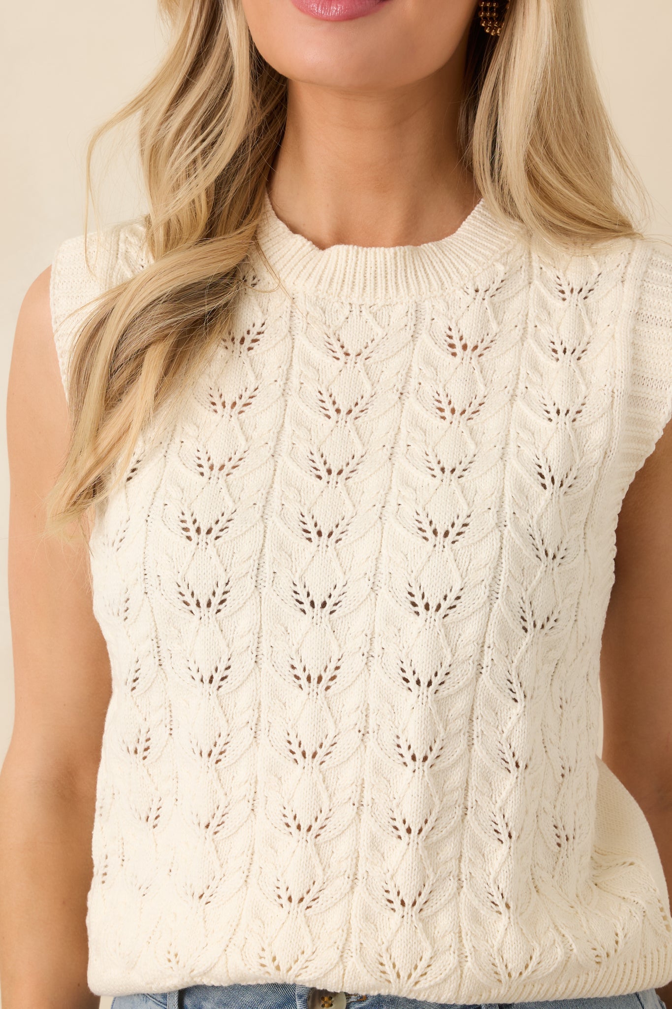 Right Here Beside Me Ivory Knit Sweater Vest
