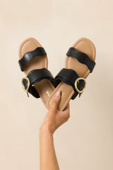 Waves Of My Heart Black Crocodile Sandals