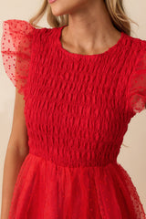 Heart On Fire Red Polka Dot Midi Dress