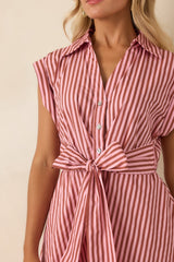 Lunch on the Riviera Pink Stripe Cotton Midi Dress
