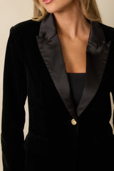 Done Deal Black Velvet Contrast Collar Blazer