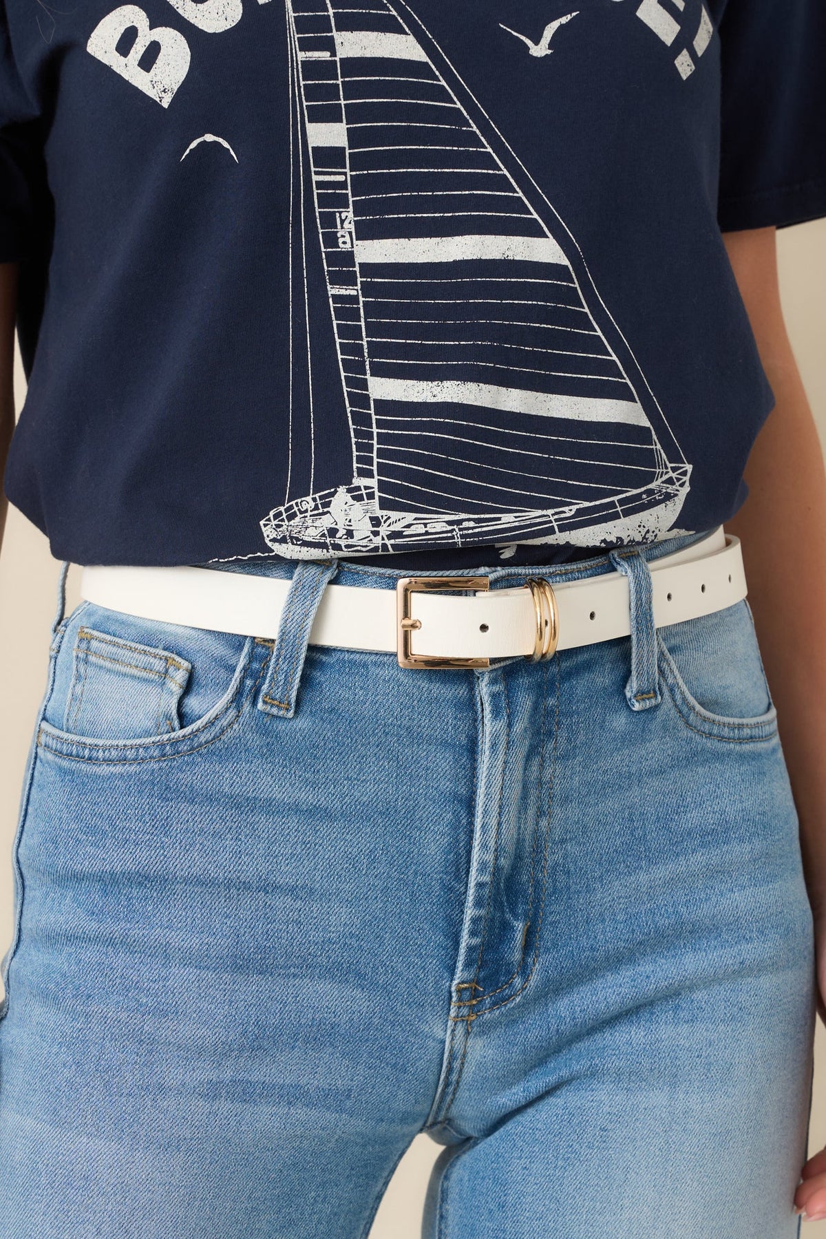 Thought You'd Notice White Faux Leather Belt