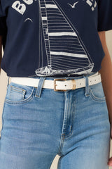 Thought You'd Notice White Faux Leather Belt