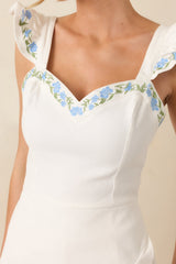 Making Plans White Cotton Floral Embroidered Ruffle Romper