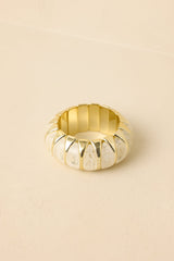 Hold On Gently White & Gold Sculptural Bead Stretch Bracelet