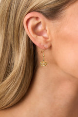 Royal Touch Gold Crown Drop Earrings