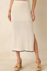 Z Supply Beige Yessenia Whipstitch Midi Skirt