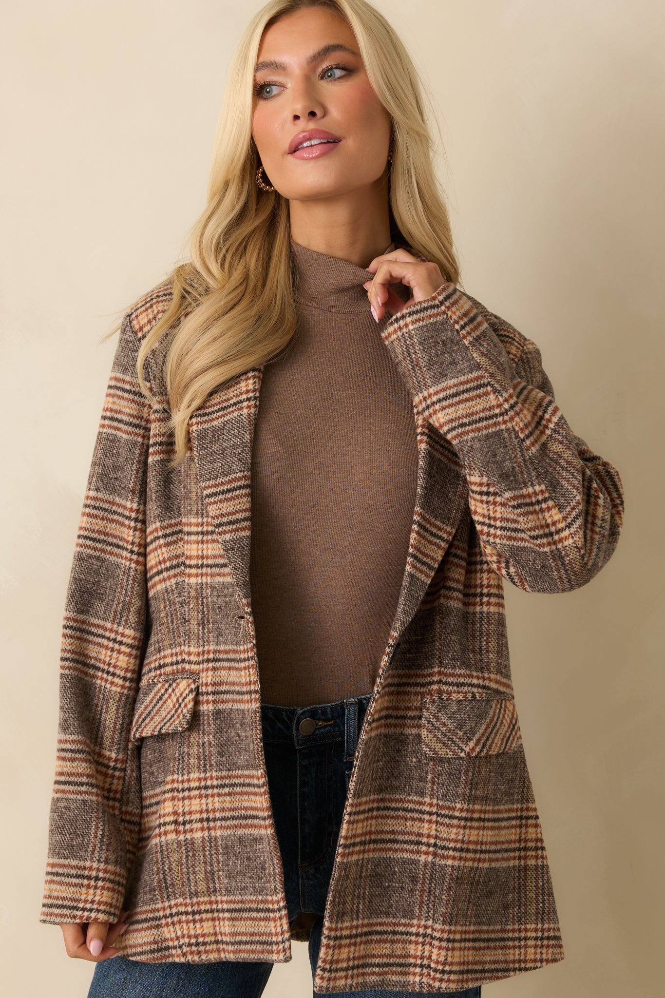 Timeless Type Brown Plaid Overcoat