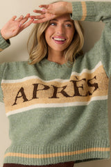 Off the Slopes Sage Green Après Knit Pullover Sweater