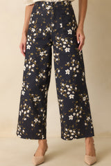 Made For These Moments Navy Floral Print Cotton Wide Leg Jeans