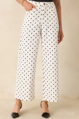 Feeling Spot On Ivory & Black Polka Dot Cotton Pants