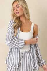 Z Supply The Perfect Black & White Stripe Button Up Top