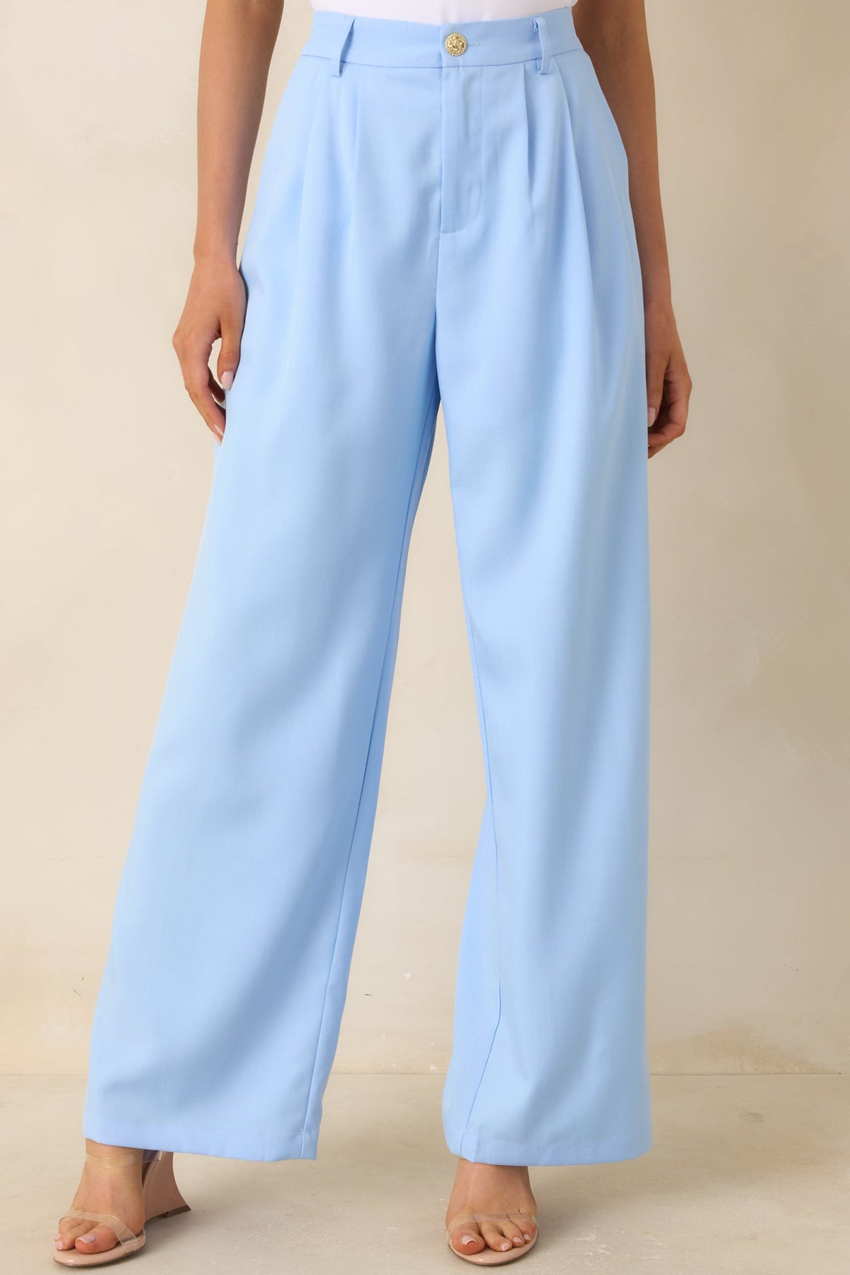 Details Make It Light Blue Tailored Wide Leg Trousers