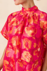 Turn It Up Fuchsia & Orange Floral Tie Back Mini Dress