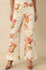 Grace in Motion Pink Floral Print Cotton Wide Leg Pants