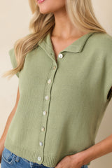 Let's Do This Light Green Sleeveless Button Front Top