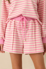Smooth Strides Peony Pink Stripe Drawstring Lounge Shorts