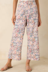 Art in Motion Pink Multi Floral Cotton Wide Leg Pants