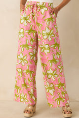 Flower Power Move Pink Floral Cotton Wide Leg Pants