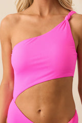 Hidden Oasis Hot Pink Cut-Out One Piece Swimsuit