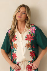 Z Supply Lani Kiwi Teal Multi Floral Button Up Top