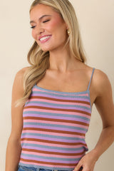 FRNCH Corallia Light Blue Multi Stripe Knit Tank Top