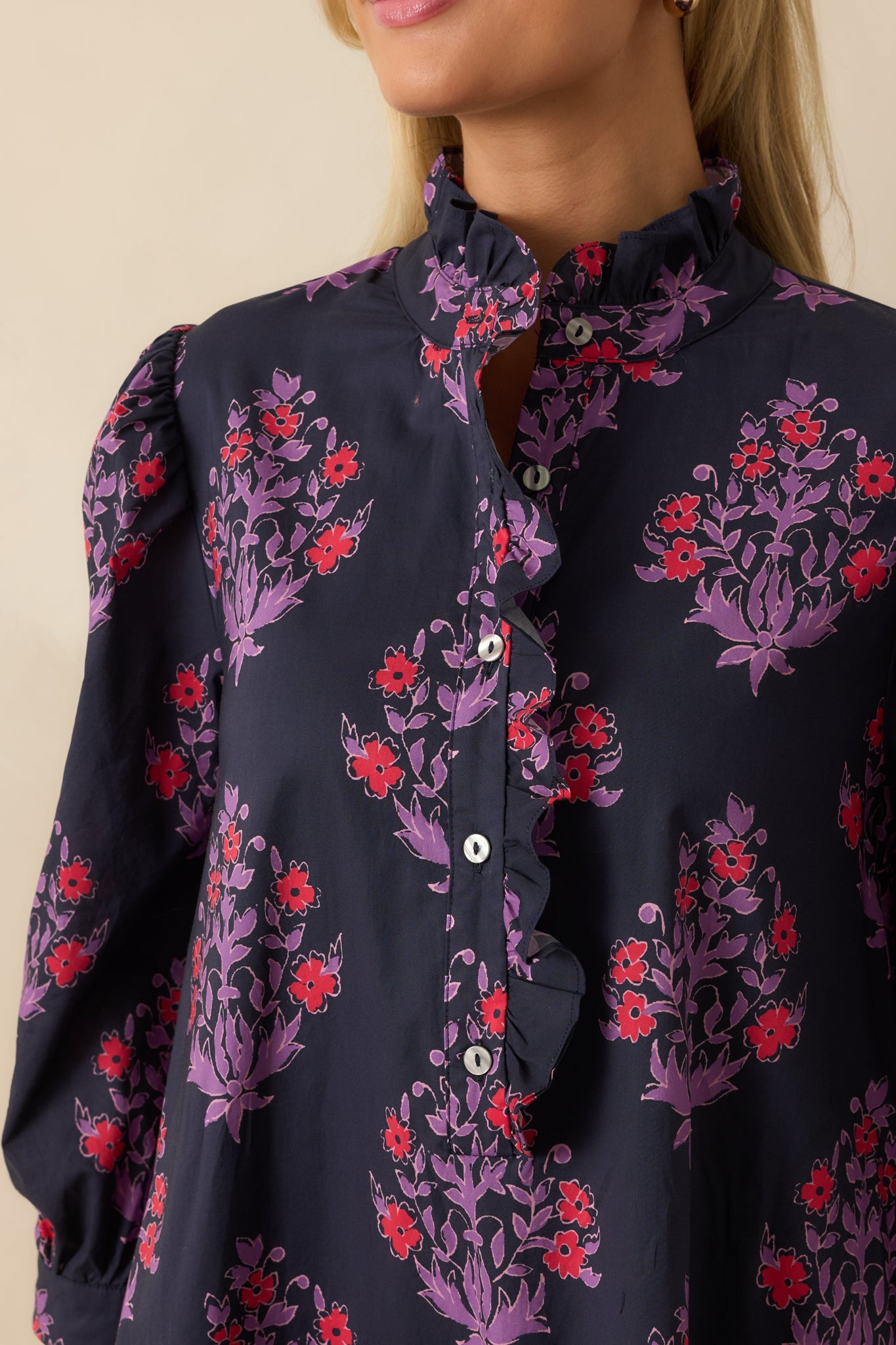 You'll See Soon Enough Navy Multi Floral Cotton Maxi Dress
