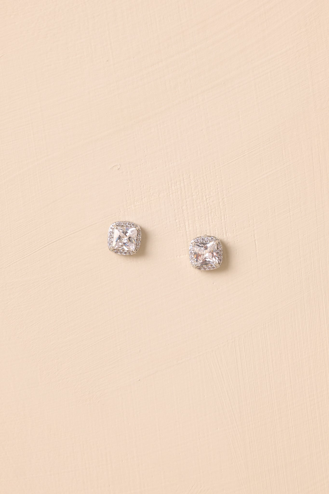 Loved Every Minute Silver Square Rhinestone Stud Earrings