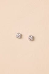 Loved Every Minute Silver Square Rhinestone Stud Earrings