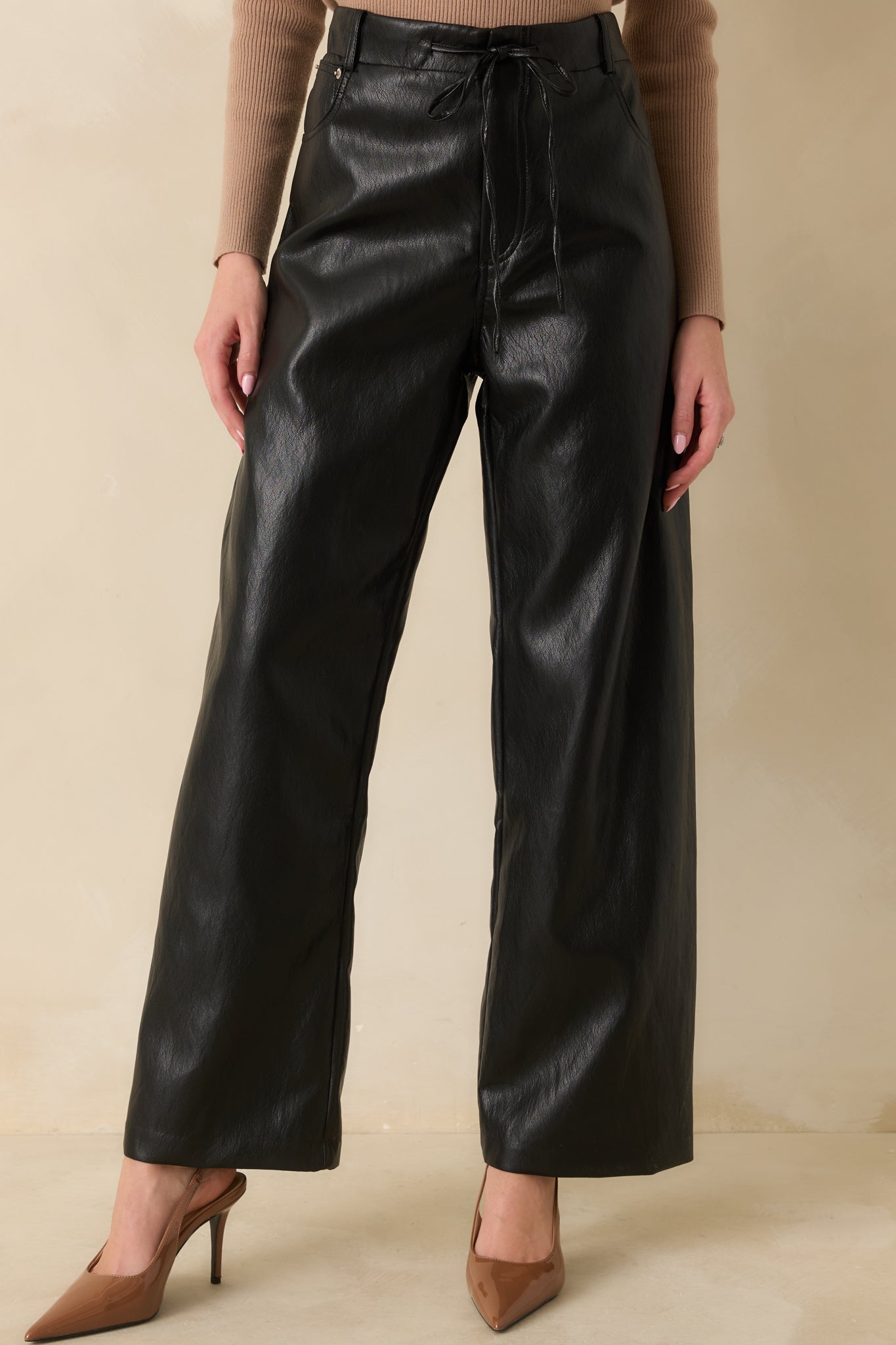 In The Mix Black Faux Leather Wide Leg Pants