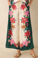 Z Supply Lani Kiwi Teal Multi Floral Wide Leg Pants