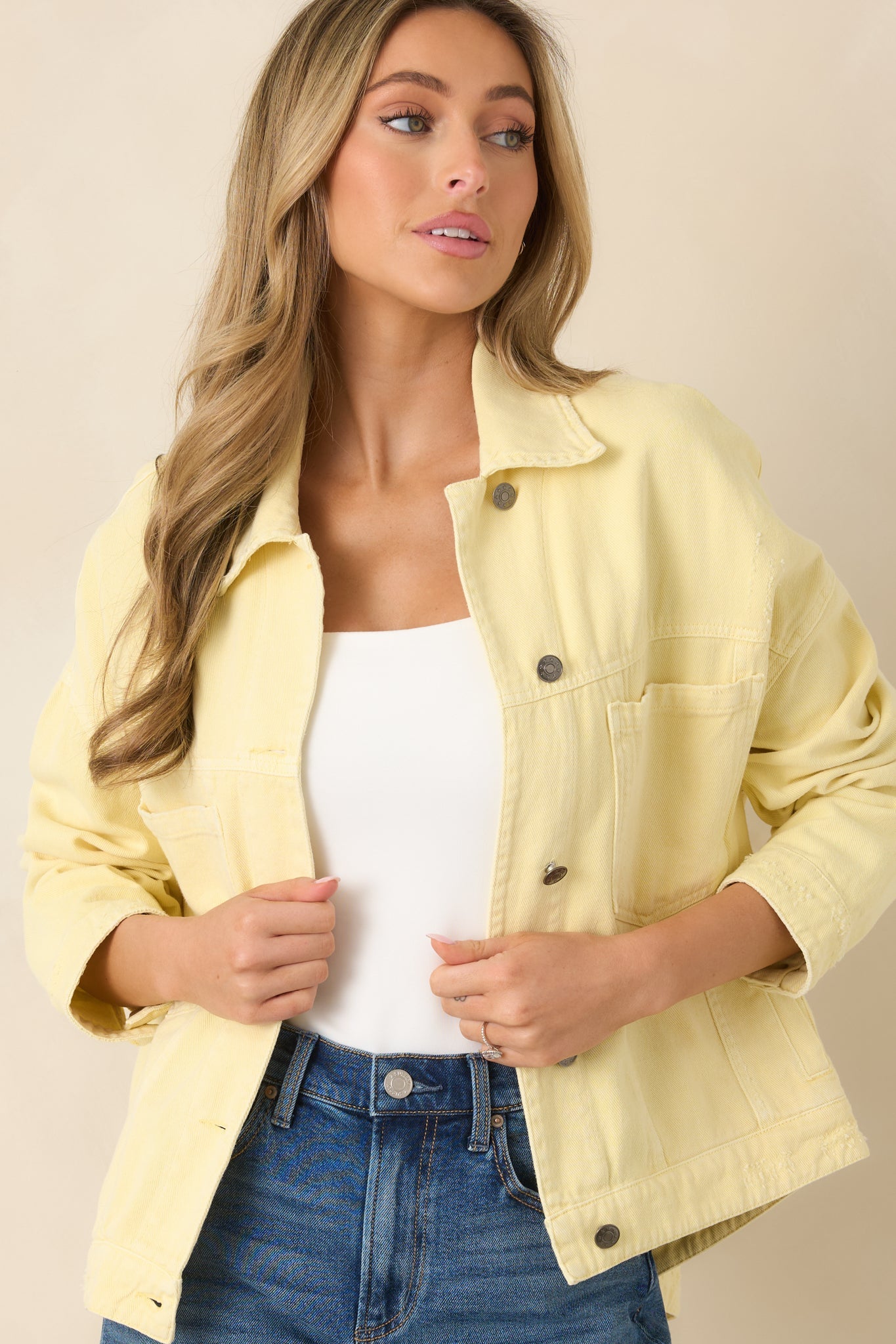 Anywhere You Go Butter Yellow Cotton Denim Jacket