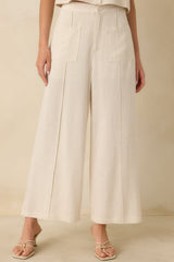 Met Your Match Natural Linen-Blend Wide Leg Pants