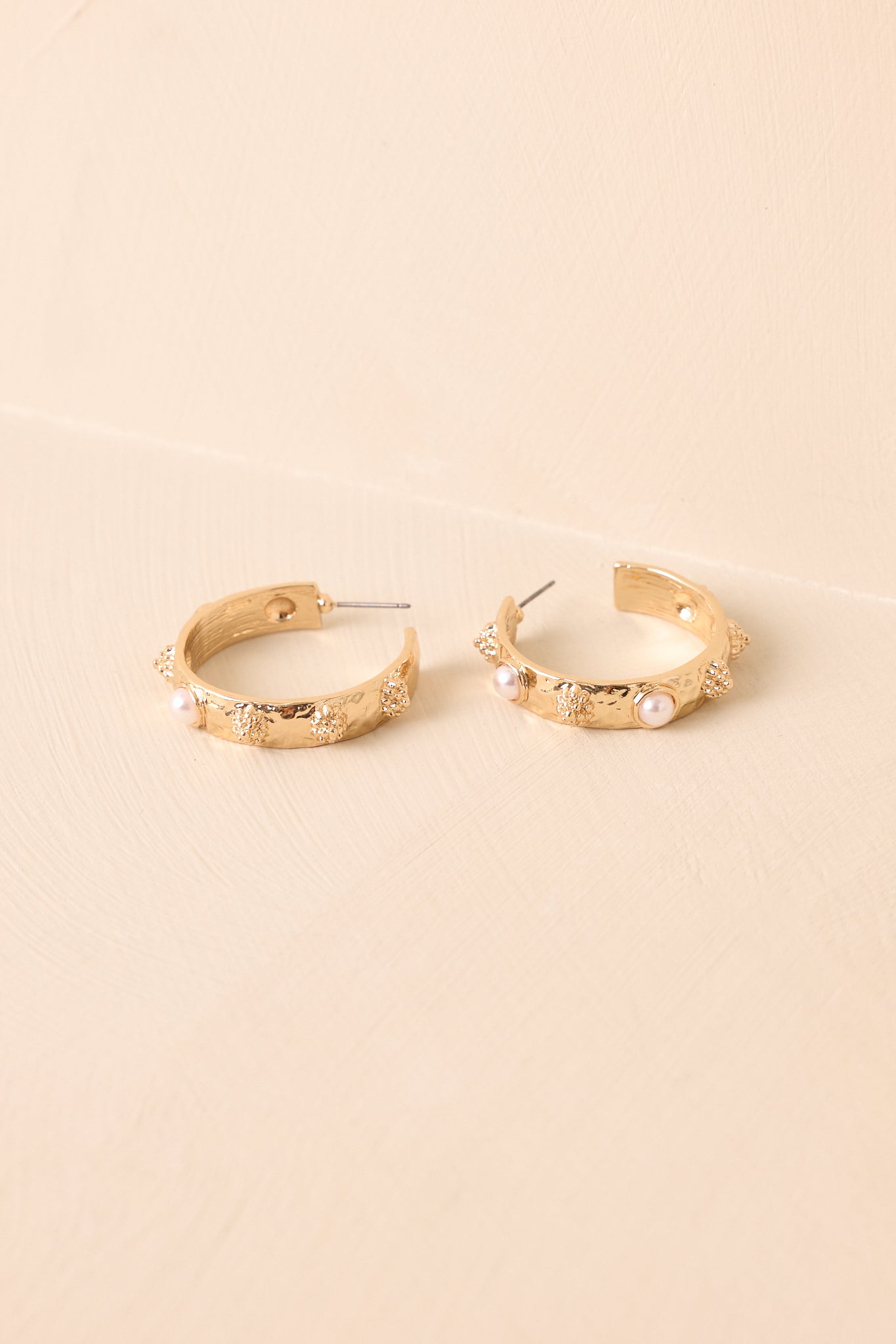 Kind Of A Moment Gold Textured Hoop Earrings