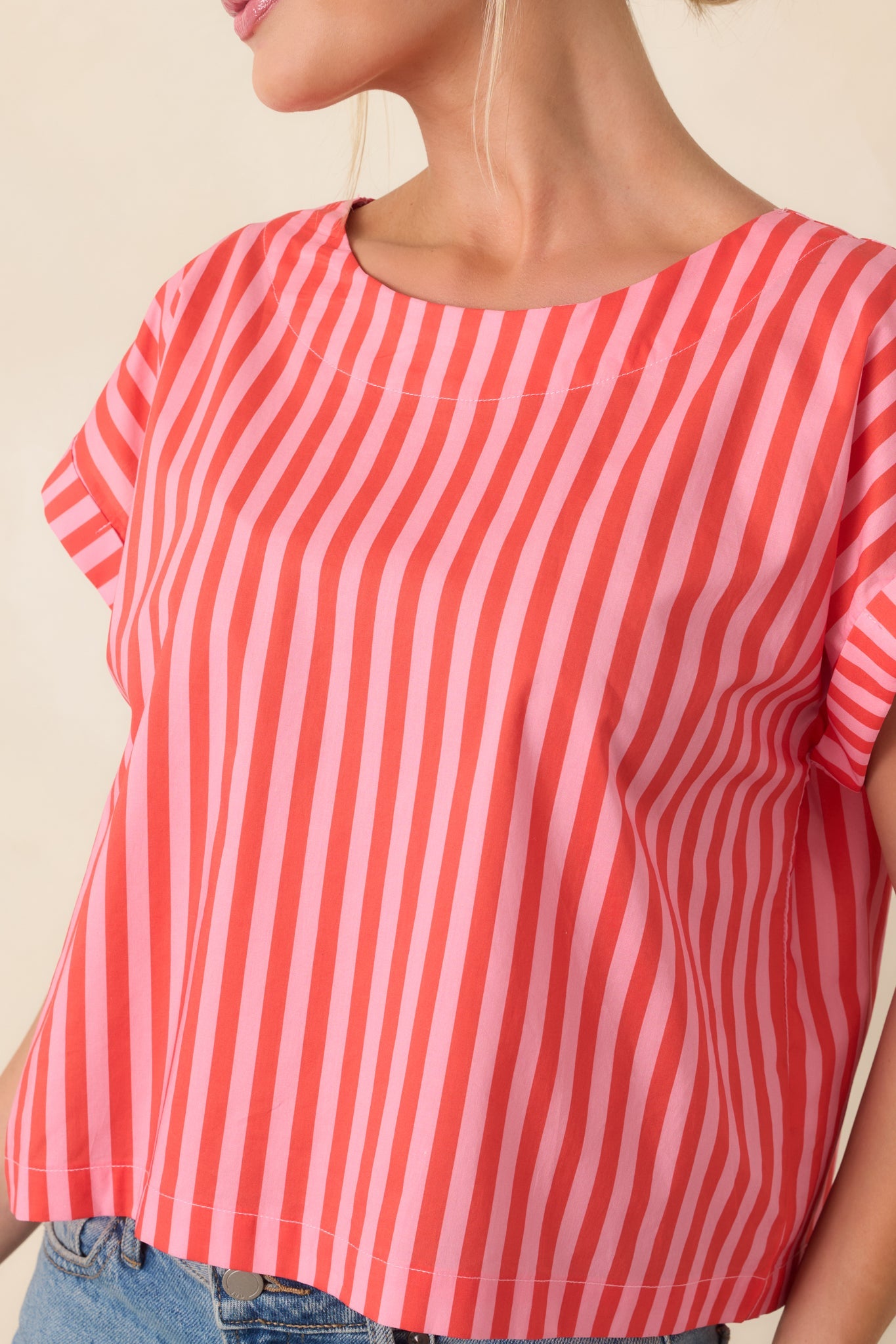 Making Moves Orange & Pink Stripe Boxy Cotton Top