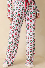 The Merriest Thing White Multi Wreath Pajama Pants