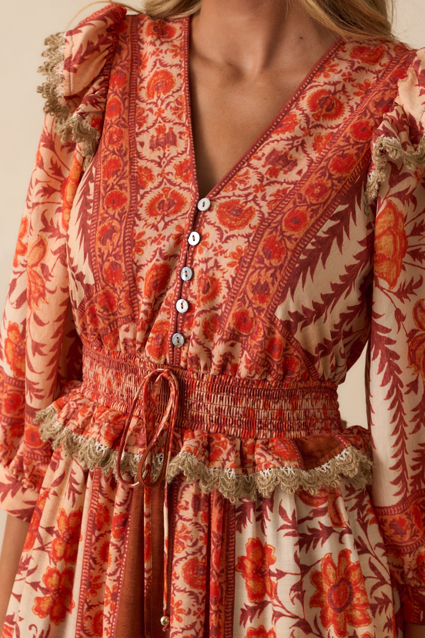You've Got This Orange Multi Floral Print Maxi Dress
