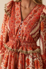 You've Got This Orange Multi Floral Print Maxi Dress