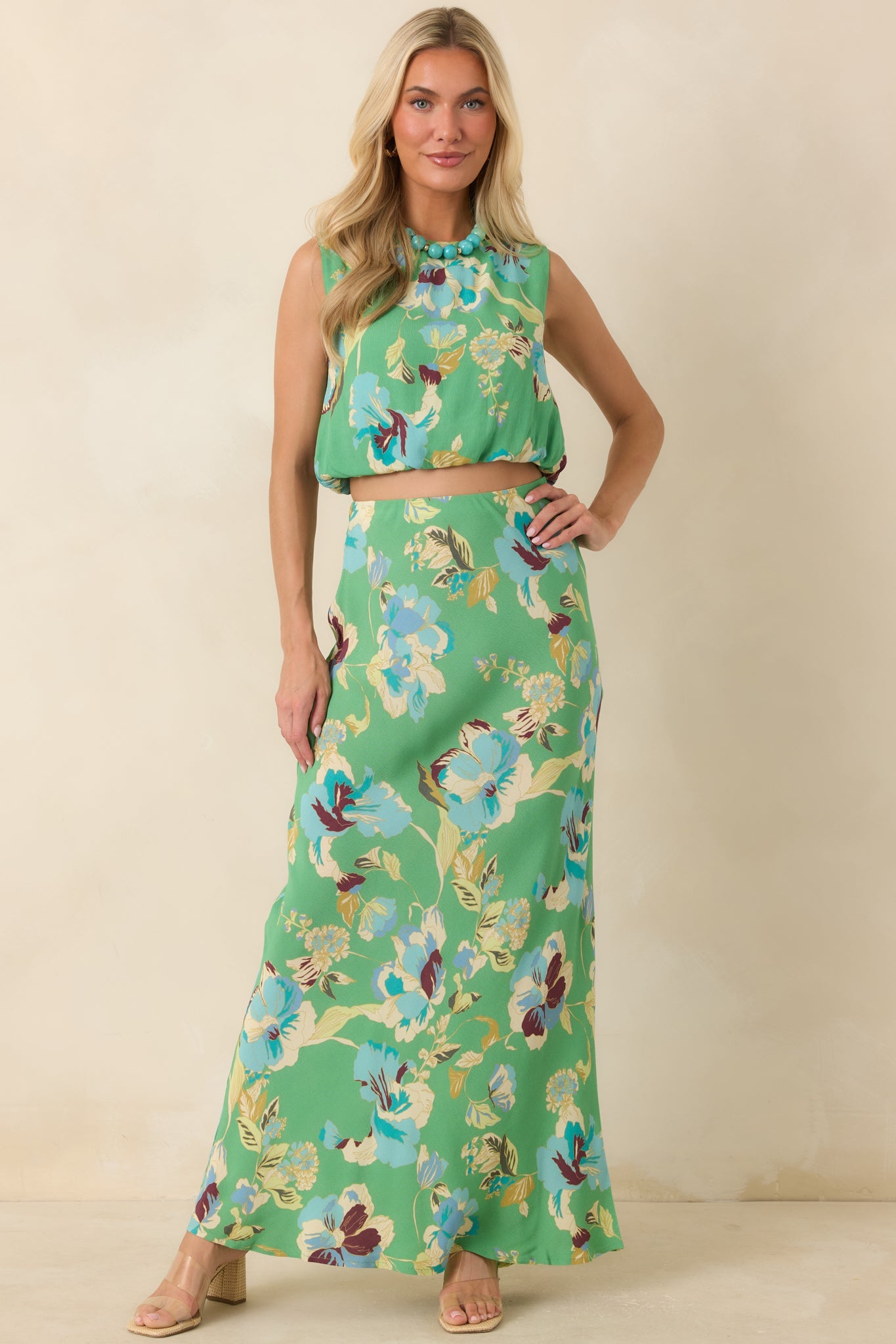 MINKPINK Cyprus Green Floral Bubble Top