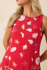 MINKPINK Sirena Red Multi Coastal Print Mini Dress