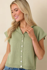 Let's Do This Light Green Sleeveless Button Front Top