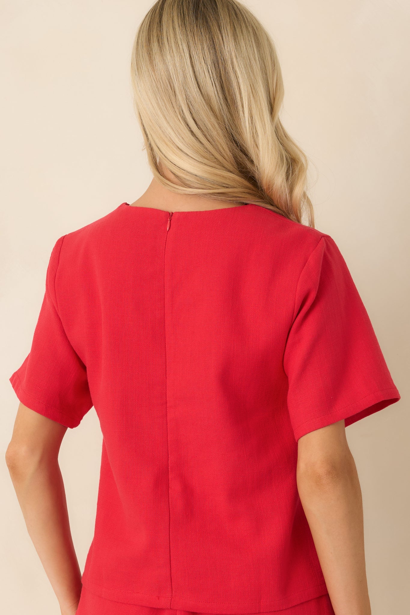 Playfully Yours Red & Blush Cotton Contrast Top