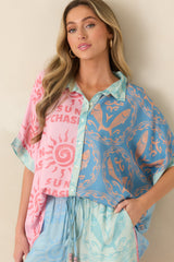 Sun Chaser Multi Colorblock Button-Up Top
