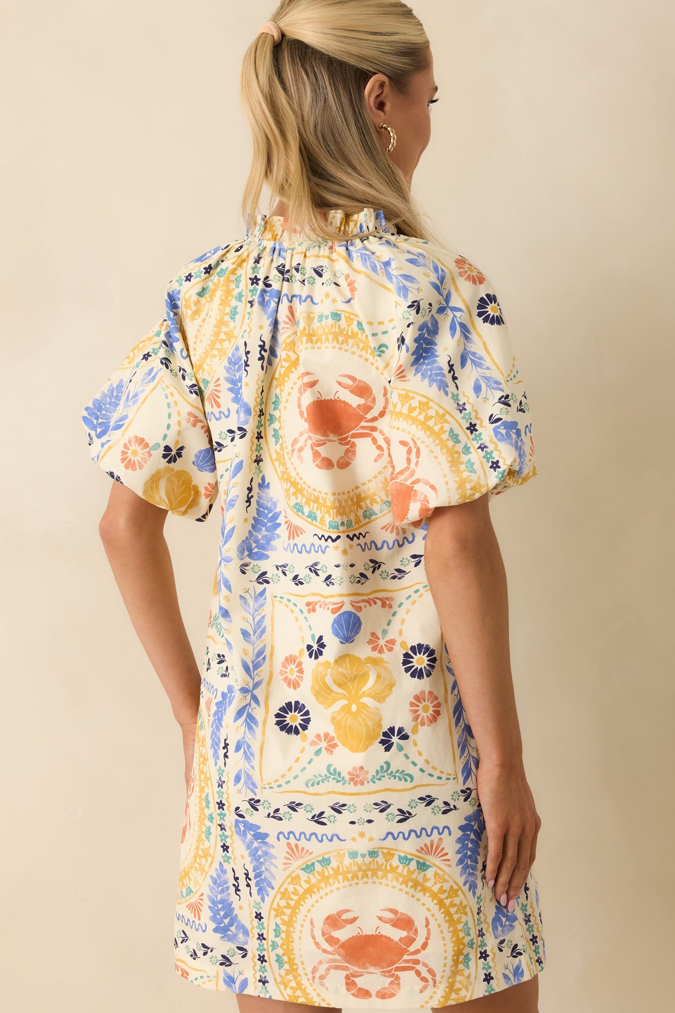 Prosperina Sasha Multi Cotton Coastal Print Mini Shift Dress