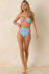 MINKPINK Aurora Multi Contrast Stripe High Waisted Bikini Bottoms