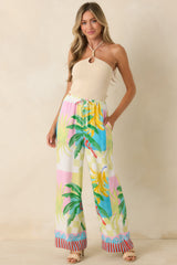 MINKPINK Palmira Multi Vacation Palms Print Drawstring Pants